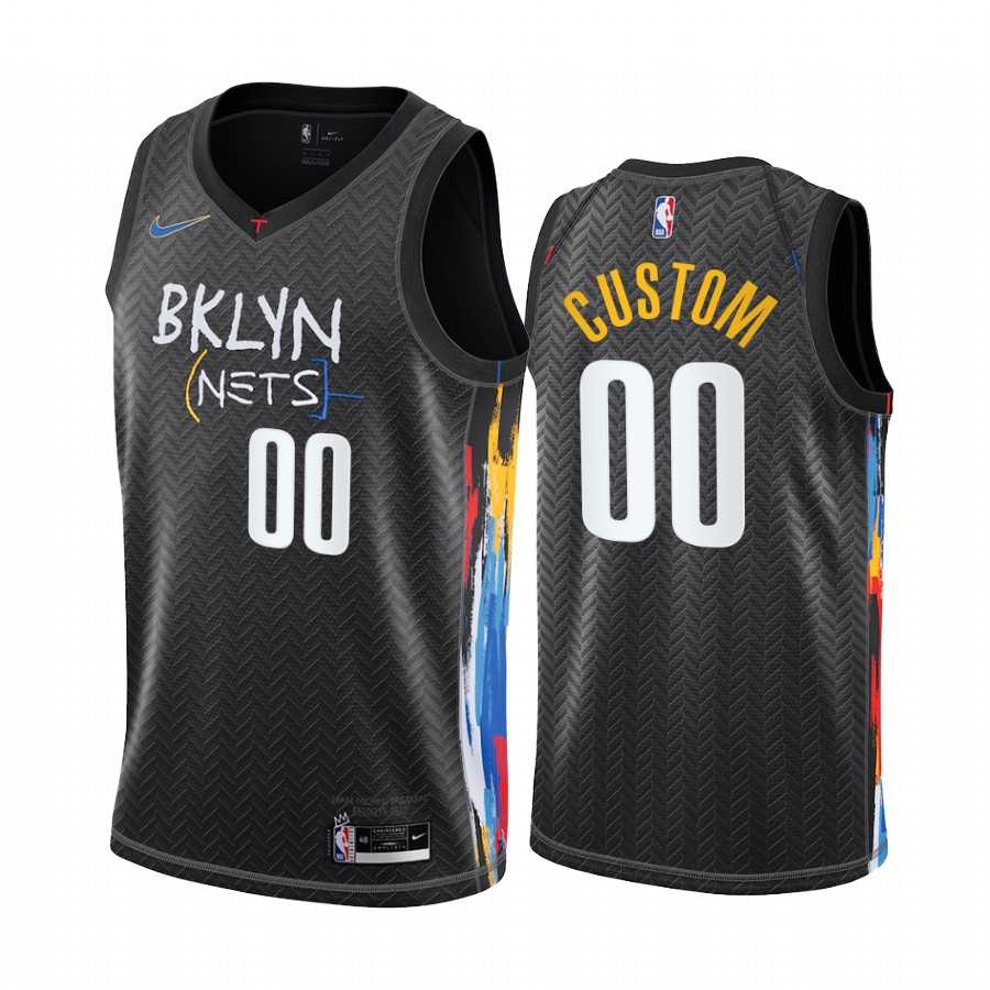 Men & Youth Customized Brooklyn Nets Black Nike Swingman 2020-21 City Edition Jersey